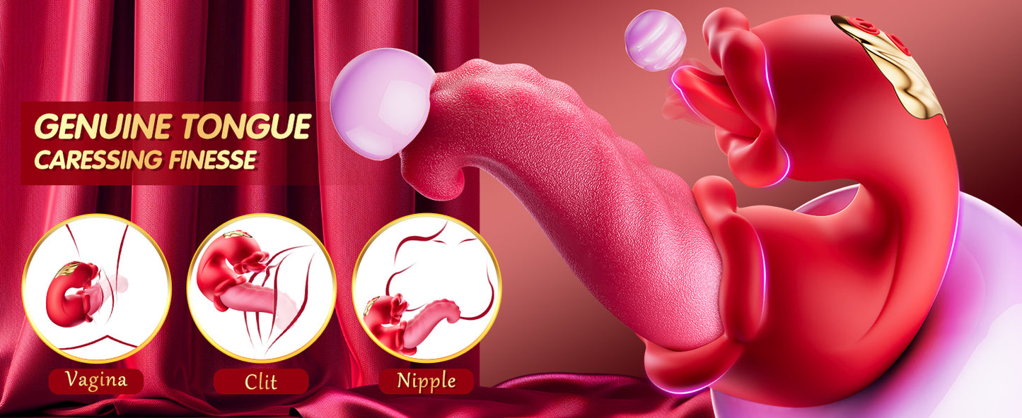 Dual Tongue & G-Spot Rose Vibrator
