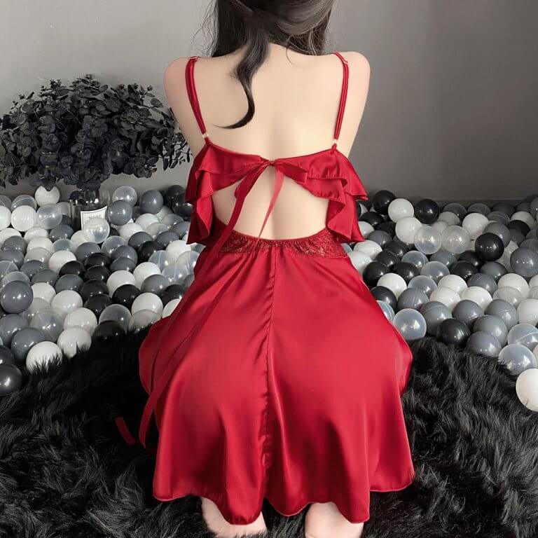 Backless Sexy Chiffon Sling Dress - SCD068 | NightDress by NyoKii | Size : One Size Bust Size : 27" - 40" Waist Size : 23" - 31" Item Code : SCD068 Material : Polyester (ယခုပိုစ့်သည် အင်္ကျီကိုရောင်းခြင်းဖြစ်ပါသည်။ Sex Doll မဟုတ်ပ | Price K20000.00 | Buy