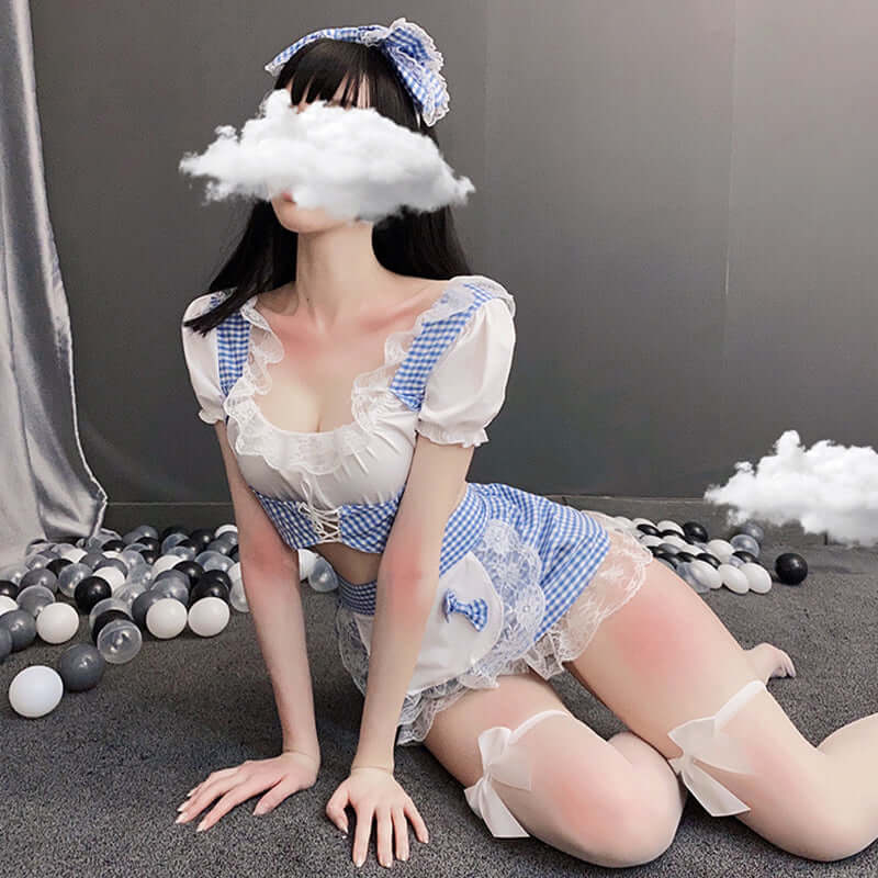 Kawaii Maid Cosplay Costume SCD0090 | Sexy Dress by NyoKII | Item Code - SCD0090 Size - Free Recommended Weight - 80-120lb ရင် - up to 34" ခါး - up to 30" Included - Headband,Tpanty Not Included - Stockings NyoKii | Price K13500.00 | Buy from NyoKii - E-c