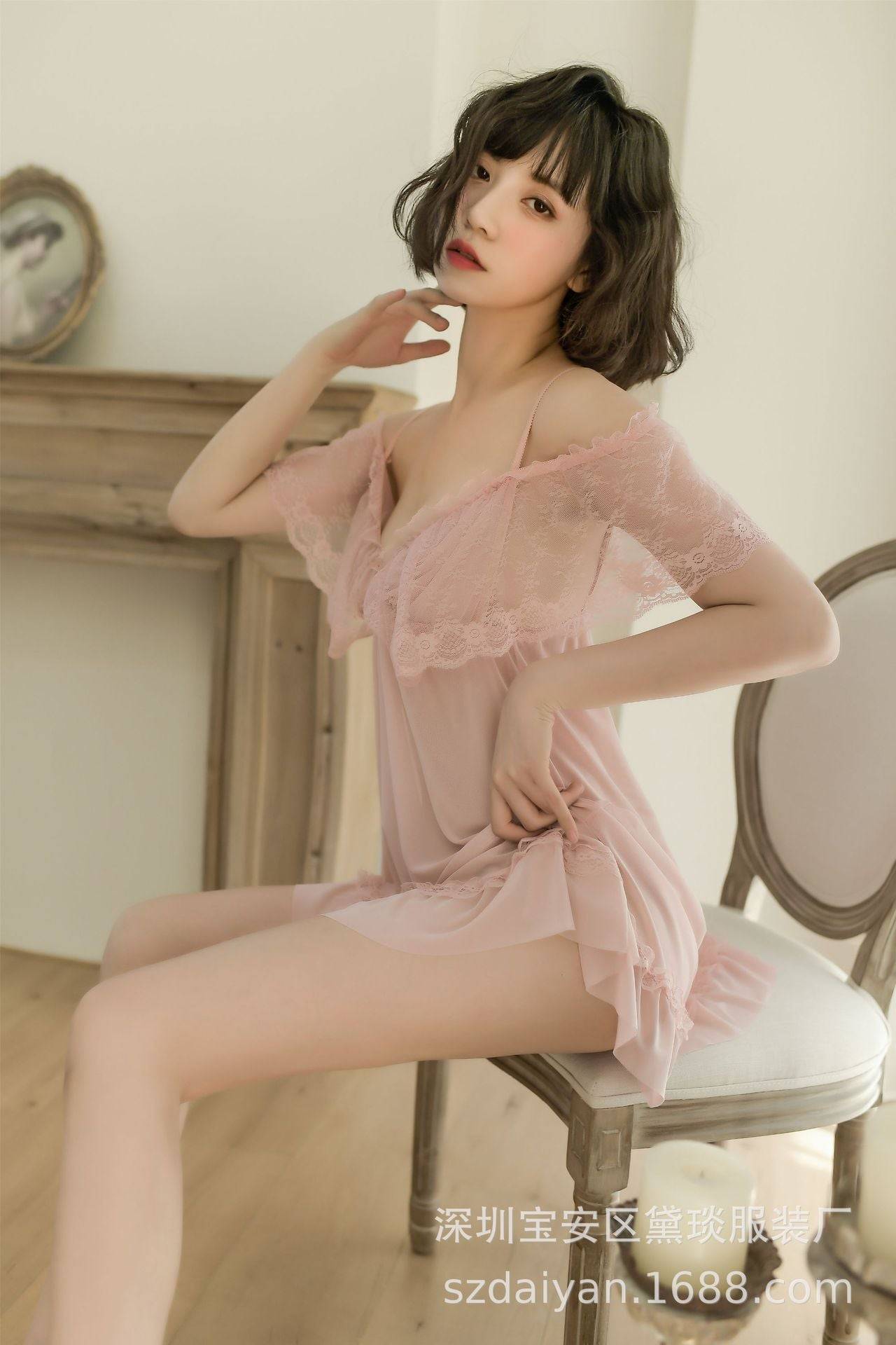 Lace See-Through Suspender Nightgown - SCD0026