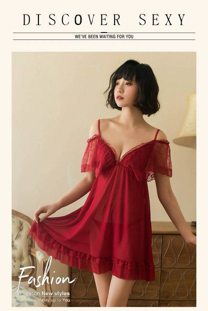 Lace See-Through Suspender Nightgown - SCD0026
