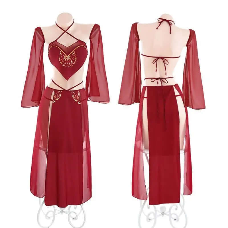 Red Antique Chinese Hanfu Dress SCD0053 | by NyoKII | Item Code - SCD0053 Size -Free(90-120lb) Included - Top,Skirt,Sleeve*2,Gstring Red Antique Chinese Hanfu Dress SCD0053 | Price K21000.00 | Buy from NyoKii - E-commerce Sex Toy Store in Myanmar |