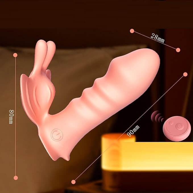 Remote Control Butterfly & Slug Dildo Panty Vibrator | Vibrator by NyoKii | Introducing the height of sophistication and pleasure with our Remote Control Butterfly Dildo Panty Vibrator - VB21. Control the butterfly's delicate movements and enjoy the ultim