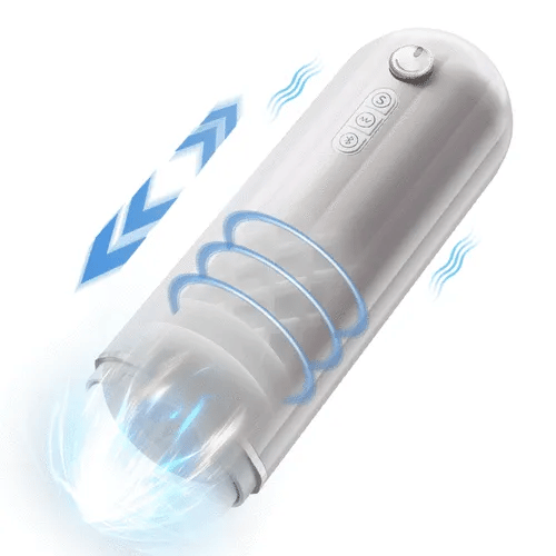 9 Thrusting 9 Vibrating Penis Training and Masturbation 2 IN 1 Adult Toy | Male Masturbators by NyoKii Pre Order | Train and pleasure yourself with our 9 Thrusting 9 Vibrating 2 IN 1 Adult Toy. Enjoy 9 different thrusting and vibrating intensities for the