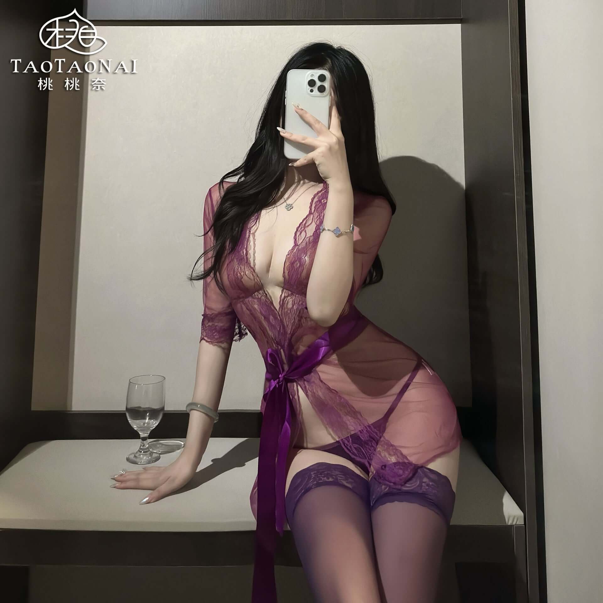 Sexy Lace Robe Bathrobes SCD104 | Sexydress by NyoKii | Item Code - SCD104Pur Size - Free(80-120lb) Included - Robe,ခါးစည်းကြိုး,Gstring | Price K12000.00 | Buy from NyoKii - E-commerce Sex Toy Store in Myanmar | Robes