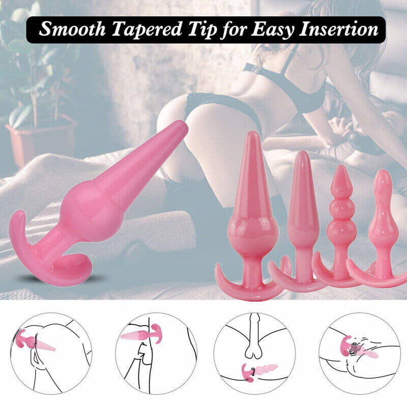 4 Pcs Silicone Anal Plug For Beginner To Pro - AN10 | Anal Toys by NyoKii | အခုမှစပြီး နောက်ပေါက် tryကြည့်ကြမယ့် သူ‌တွေအတွက် Beginner Level ကနေ Pro Level အထိ တဆင့်ချင်းတက်သွားလို့ရမယ့် နောက်ပေါက်ချဲ့ကိရိယာ Set လေးပါ ၁စုံမှာ Level 1 to 4 ဆို | Price K15000